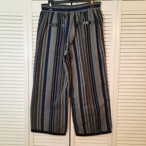 Fate crop striped linen tassel pants large NWT *F - Picture 2 of 7